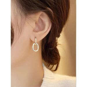 Gold Chain Design Chunky Drop Earrings Dangle Oval Link Modern Trendy Classic
